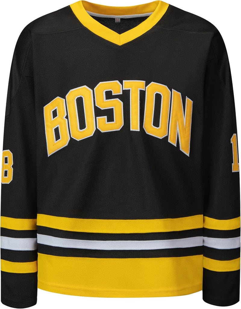 KOKJUX #18 Happy Gilmore Hockey Jersey for Men,Boston Adam Sandler Shirt 1996 Movie Ice Hockey Halloween Jersey Black S-XXXL - Image 2